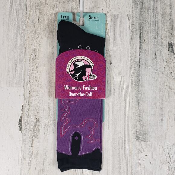 NWT Justin Boots Fashion Cushioned Sole Over The Calf Socks Women's Size Small - Picture 1 of 8